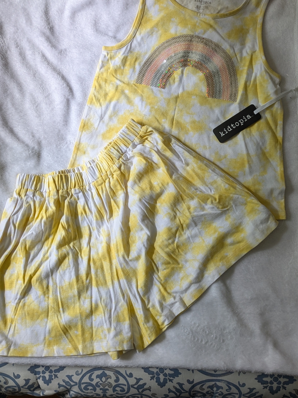 Kidtopia Girls Tie-Dye Matching Set Yellow & White Girls 10 NWT